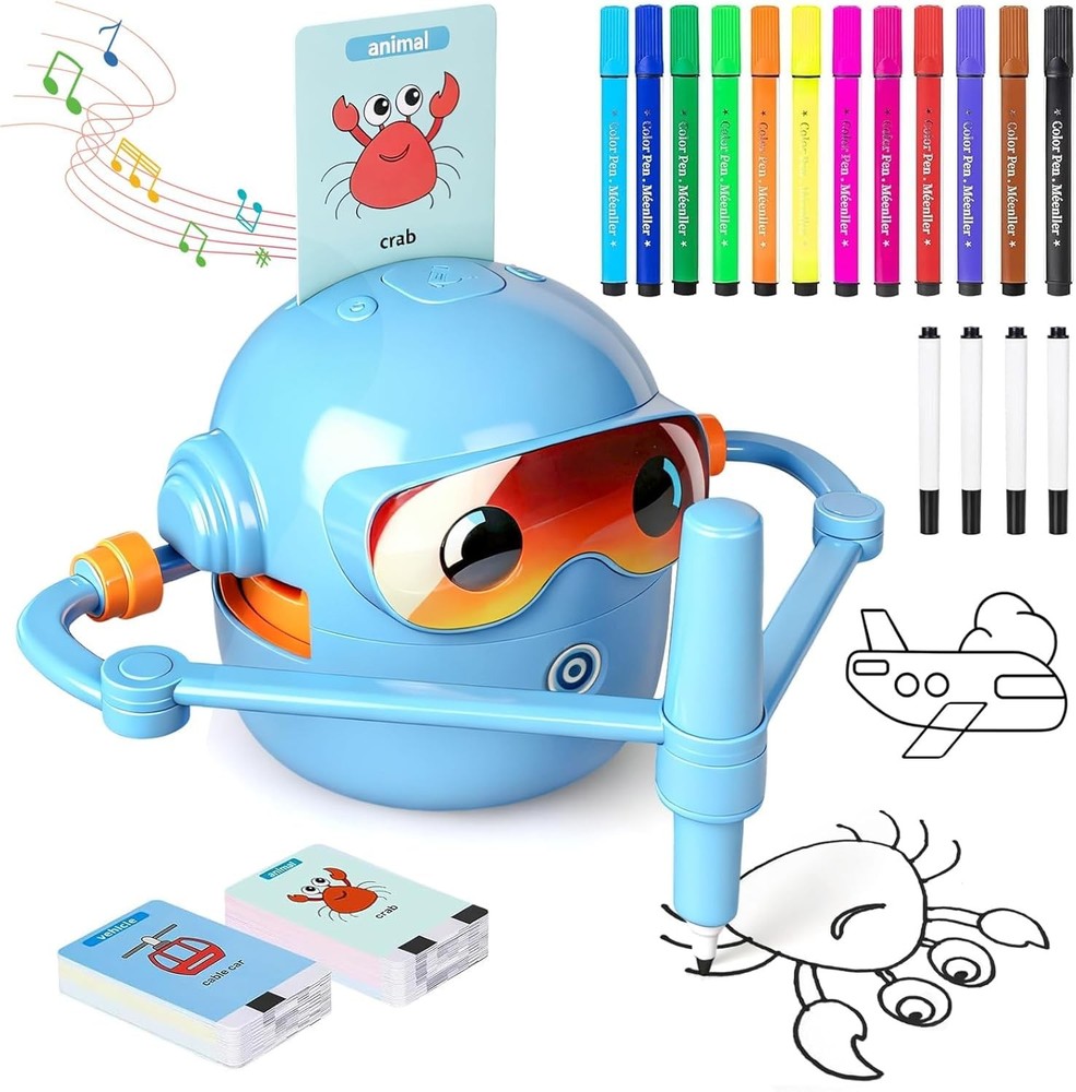 Drawing Robot for ,Doodle Bot Machine with 100 Cards,Montessori Painting Lear…