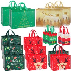 16 Pack Christmas Gift Bags Assorted Sizes, Reusable Heavy Duty Tote Bags wit…