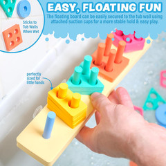 Shape Sorter & Stacking Toddler Bath Toy 20 Foam Pieces Floats Tub Walls