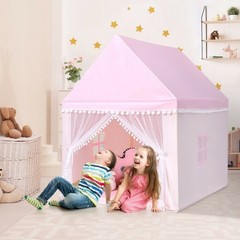 Kids Play Tent Large Playhouse Children Play Castle Fairy Tent Gift with Mat-Pin