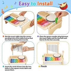 Kids Drum Set,Baby Musical Instrument for Toddler,Wooden Xylophone for Toddlers