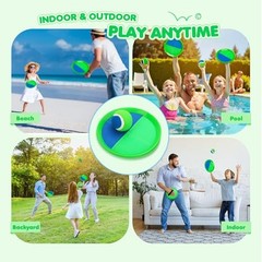 TEILLNET Toss and Catch Ball Set Upgraded – Kids Toys 4 Paddles 4 Balls Blue