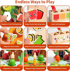 Montessori Wooden Preschool Educational Toy Ages 3-5 – Apple Picking Magnetic Fr