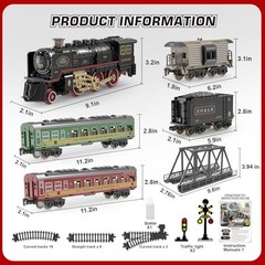 Electric Train Set, Steam Train Toy with Locomotive and Tracks, Upgraded