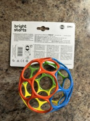Bright Starts Oball Easy Grasp Classic Ball BPA-Free Infant Toy in Red, Yellow,