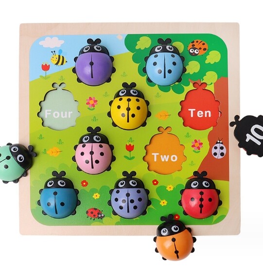 Baby Ladybug Puzzle English Learning Board Puzzle and Early Education Toys