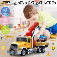 Kids Toys for 3 4 5 6 7 Years Old Boys, 15″ Large Tow Truck Toy, Friction Powere