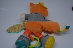 Infantino Go Gaga Pal Fox Plush Stroller Crib Rattle Activity Sensory Toy Orange