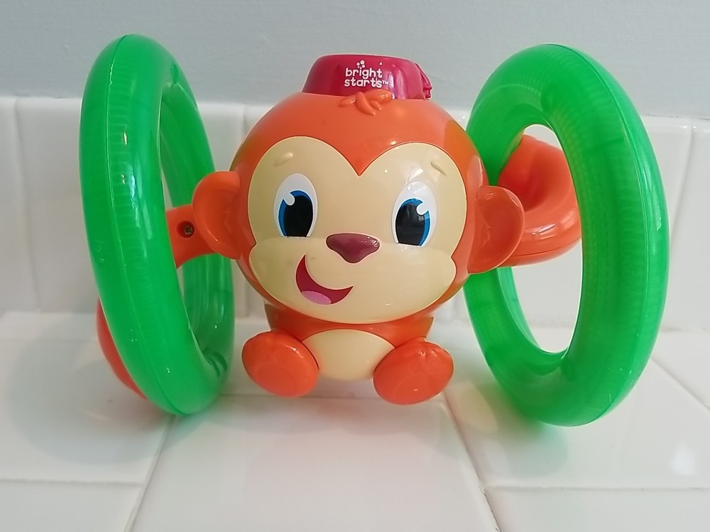 Bright Starts Roll & Glow Monkey Crawling Baby Toy With Lights And Sounds Works