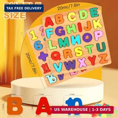 2 Pack Wooden Puzzles, Toddlers Alphabet Number Puzzles, ABC Learning Toys for K