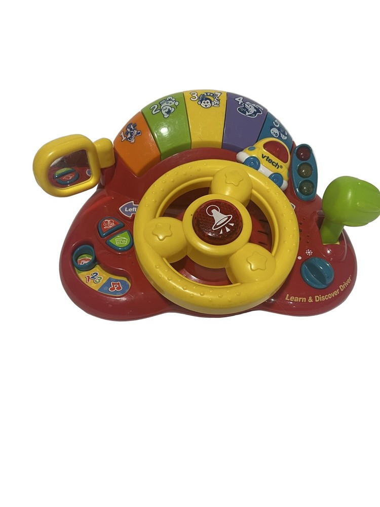 VTech Learn & Discover Driver Toy Steering Wheel Gear Shifter Mirror Lights
