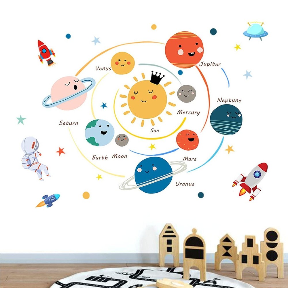 Space Planet Wall Decals Wall Stickers Kids,Cute Educational Wall Stickers fo…