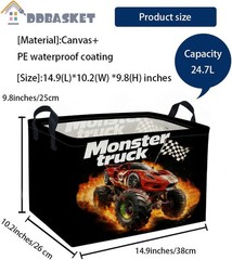 Rectangular Kids Baskets Moster truck Basket Cute Storage Bins Organizer Box …