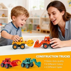 Construction Toys for Kids 3+ Years – Friction Powered Trucks, Excavator, Bulldo