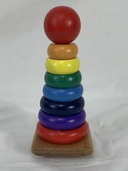 MELISSA & DOUG Wood Stacking Toy Rainbow Stacking Rings Educational for Toddler