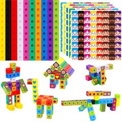 100 Math Linking Cubes, Math Cubes with 320 Reusable Stickers Manipulative Ge…
