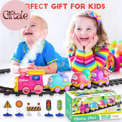 Steam Track Train Set for Toddlers, Magnetic Connection Train Toys W/Lights & So
