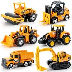 6 Pack Diecast Construction Toys, Mini Excavator Toy 6 Pack Construction Trucks
