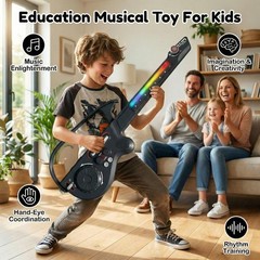 Stringless Guitar, Multi-Functional Electronic Guitar Toy Set, Musical Toy wi…