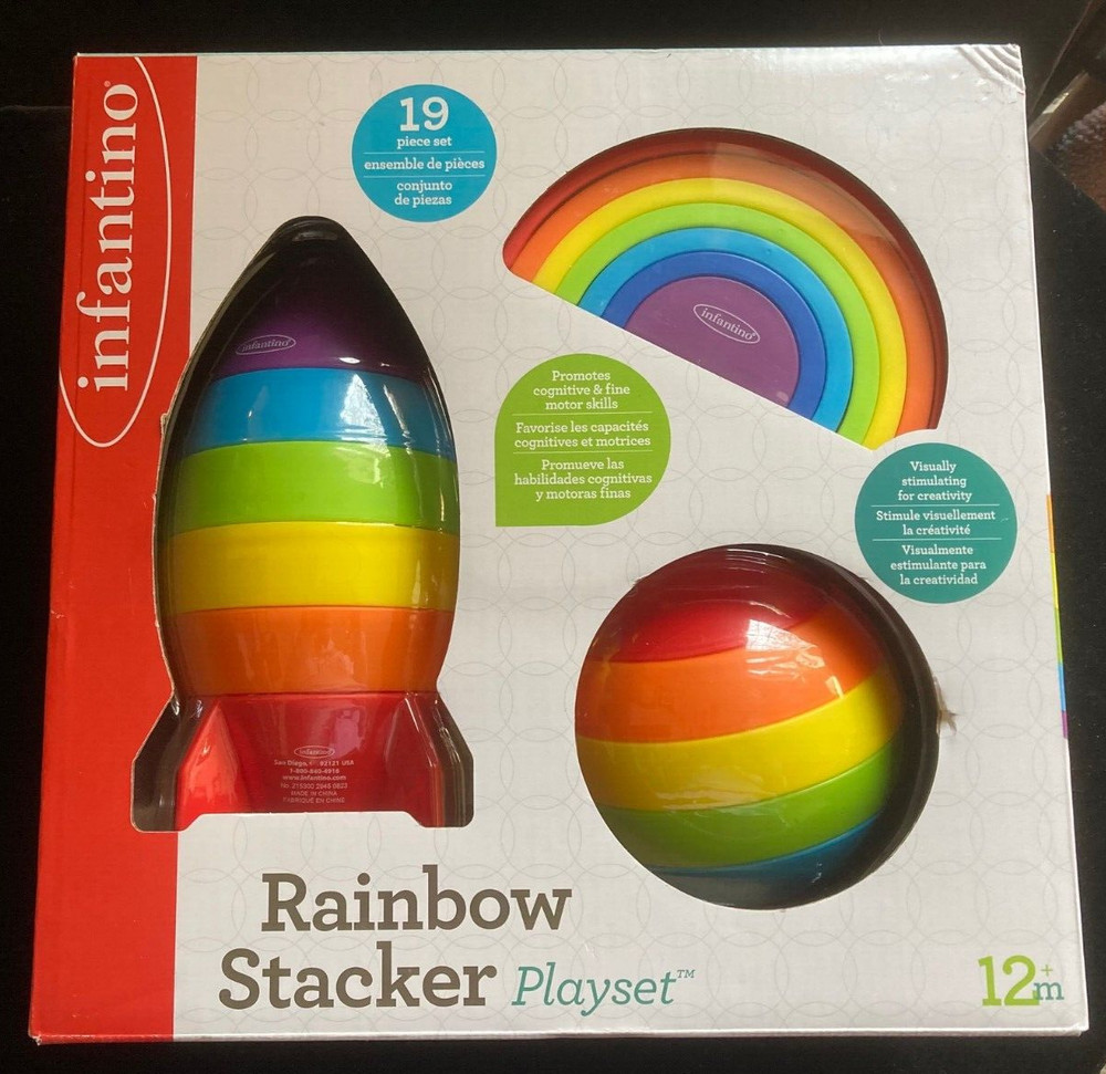 infantino Rainbow Stacker playset 19 piece set 12m plus (3 stacker) NEW