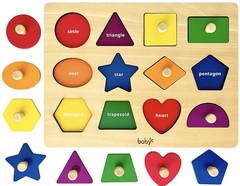 Dailyfunn Montessori Toy Shape Peg Puzzles Baby Puzzle 12-18-24 Months with K…