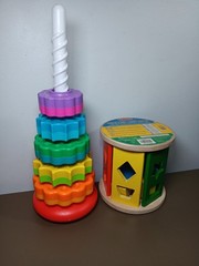 Melissa & Doug Wooden Shape Sorter & Spin Stacking Toy Lot Of 2 Toddler PreOwned