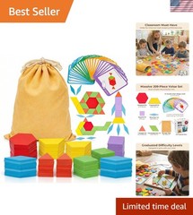 209 PCS Shapes Wooden Pattern Blocks for Kids, Geometric with Activity Cards …