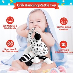 Baby Spiral Hanging Stroller and Car Seat Toys Black and White High Contrast …