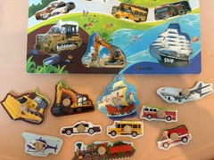 Kids Wood Peg Puzzle 10 Piece Vehicles Educational Used Excellent Condition