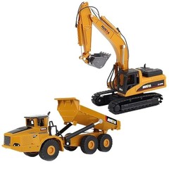 Heavy Duty Excavator Toy Dump Truck Toys for Kids, Construction Site Playset,