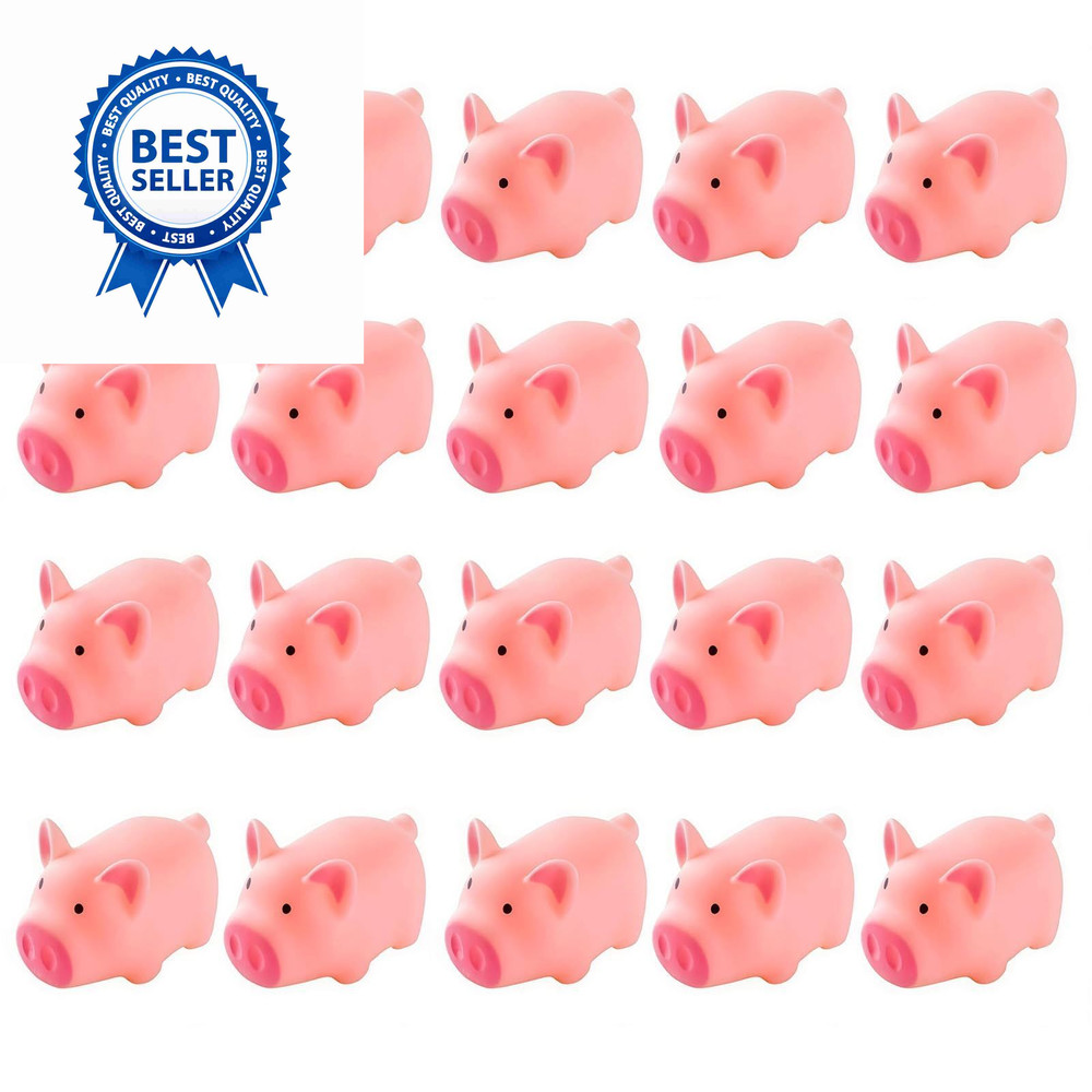 HAKACC 20 PCS Mini Squeezable Pig Bath 1.5×1.5×2.5 Inch (Pack of 20), Pink