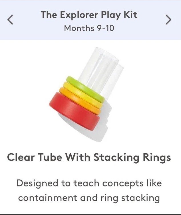 Lovevery Clear Tube Stacking Rings Explorer Play Kit Toy 9-10 Months