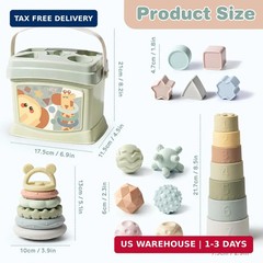 Baby Toys 6-12 Months, Montessori Toys for Babies, Shape Sorter & Stacking Rings