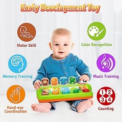 Pop Up Toys for 1 Year Old Boy Girls, Interactive Cause and Effect Animals