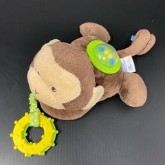 Garanimals Brown Monkey Plush Green Teether Ring Rattle Balls Stroller Toy 6”