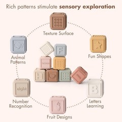 Baby Blocks Stacking for Babies Silicone Soft Building Blocks Teethers Montes…