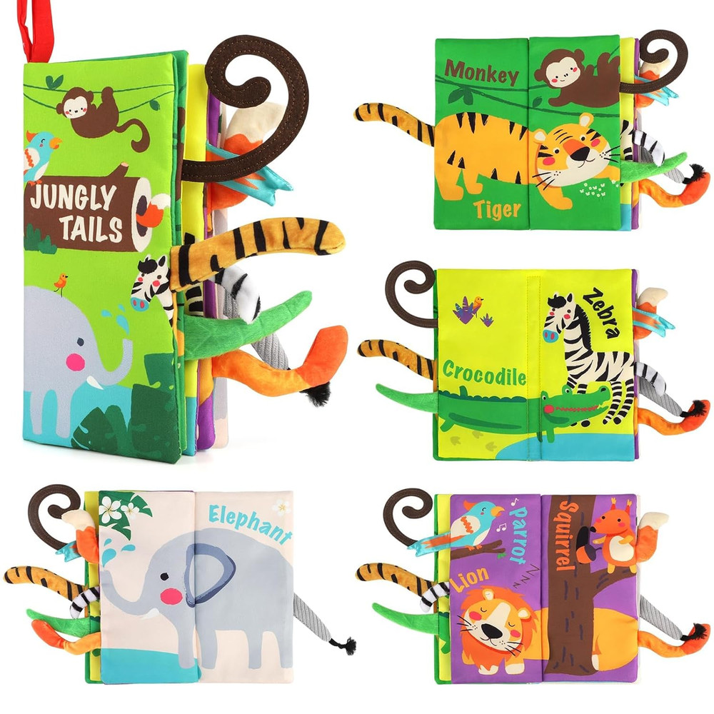 Baby Books Toys,Touch & Feel Crinkle Cloth Book – Infant Baby 0-3-6-12-18 Months