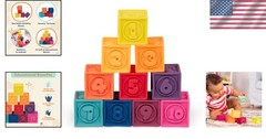 Multicolor Baby Blocks – 10 Non-Toxic Stacking Toys for Early Learning Play